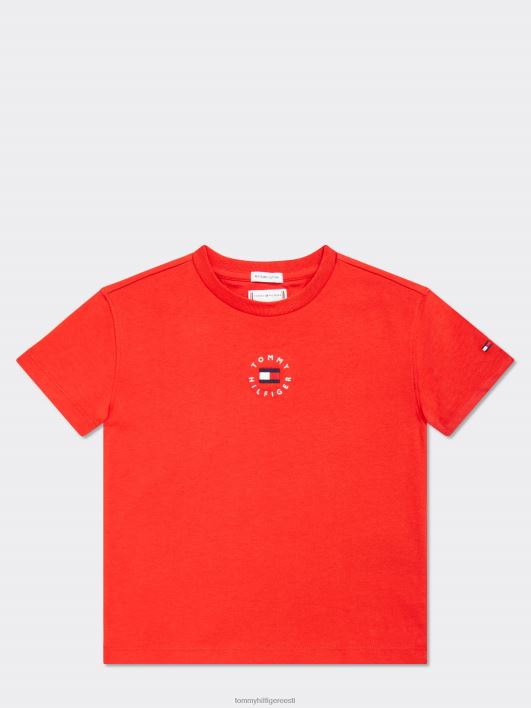 laste unisex 3-7 pärandi logoga tee RJV62287 sügav karmiinpunane Tommy Hilfiger