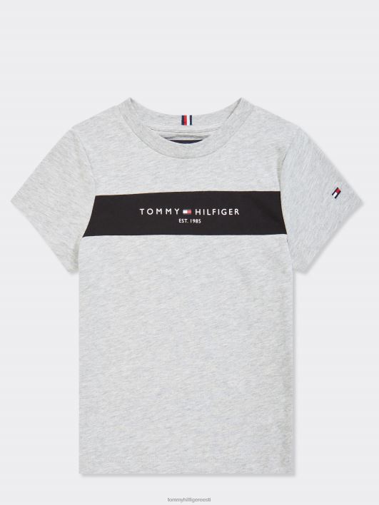 poiste 3-7 essentsiaalne colorblock t-särk RJV62323 helehall kanarbik Tommy Hilfiger