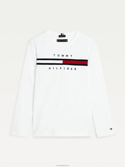 poiste 8-16 logoga pikkade varrukatega T-särk RJV62331 valge Tommy Hilfiger