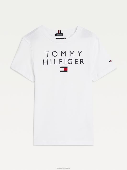 poistele 3-7 orgaanilisest puuvillast logoga T-särk RJV62342 valge Tommy Hilfiger