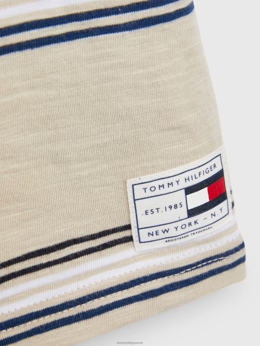 poistele 8-16 orgaanilisest puuvillast triibuline T-särk RJV62269 valge triip/savan Tommy Hilfiger