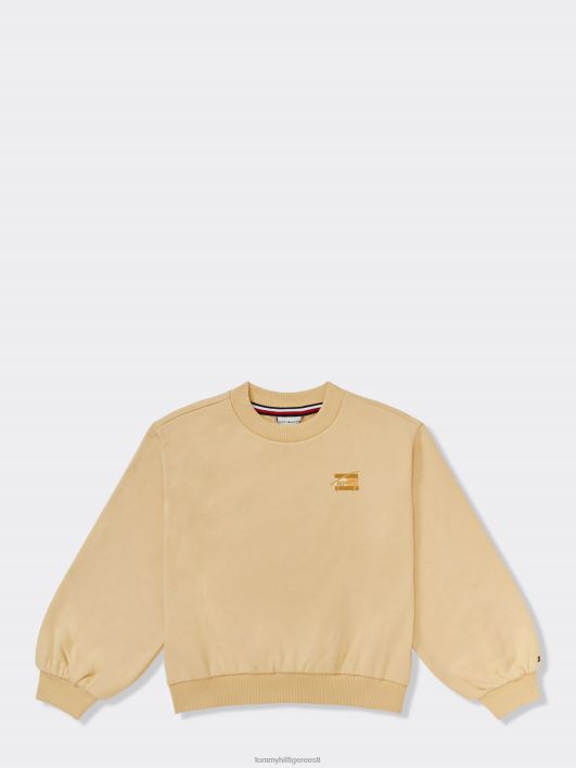 tüdrukute 3-7 orgaanilisest puuvillast logoga dressipluus RJV62428 preeriakollane Tommy Hilfiger