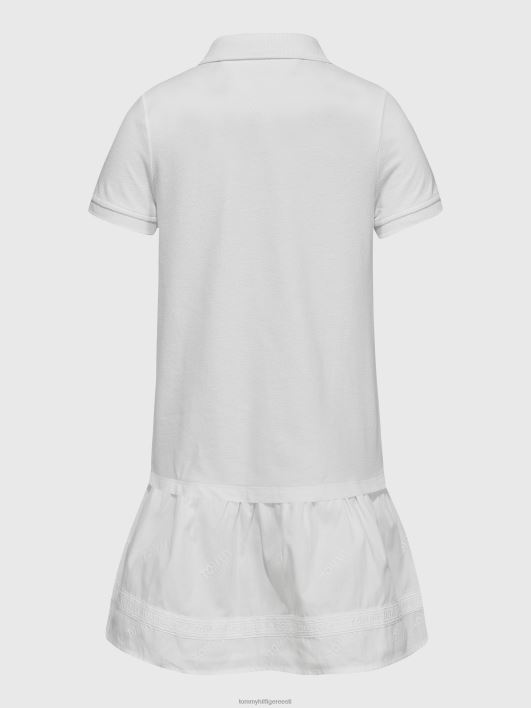 tüdrukute 3-7 schiffli tikandiga polokleit RJV62407 valge Tommy Hilfiger