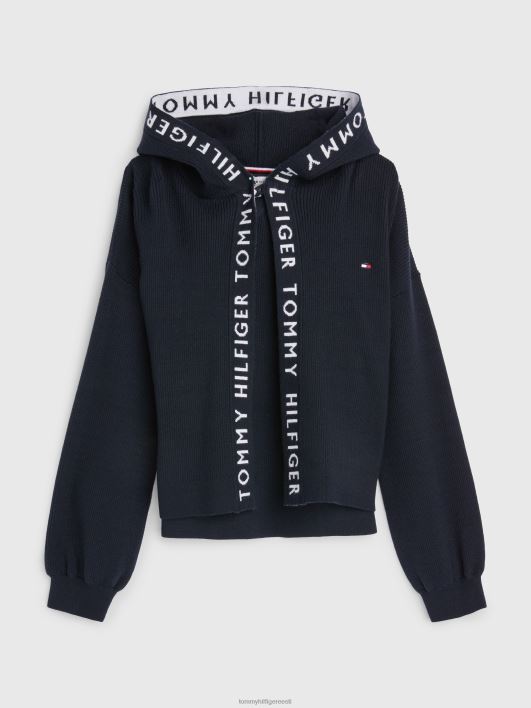 tüdrukute 3-7 korduva logoga kardigan RJV62418 kõrbe taevas Tommy Hilfiger