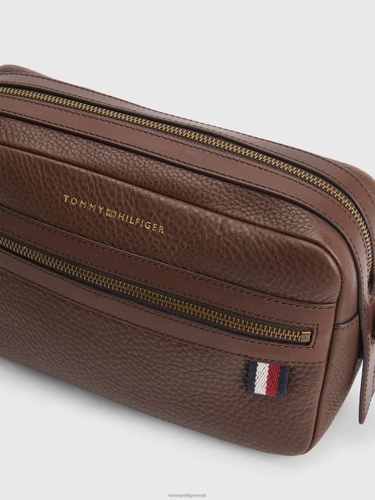 esmaklassiline nahast reporterikott RJV62507 pruun Tommy Hilfiger