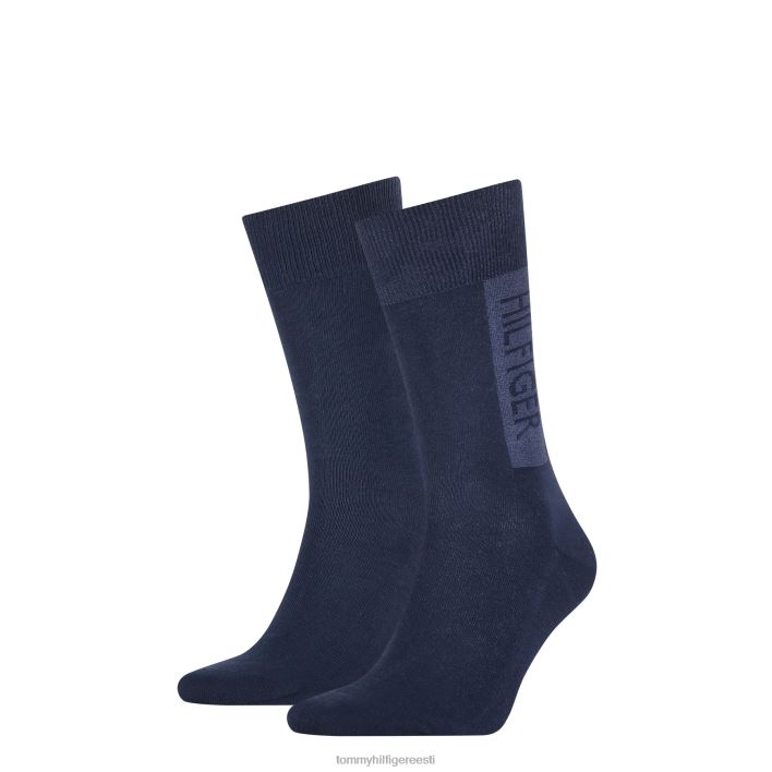 2-pakendis logoplokiga sokid RJV62565 merevägi Tommy Hilfiger