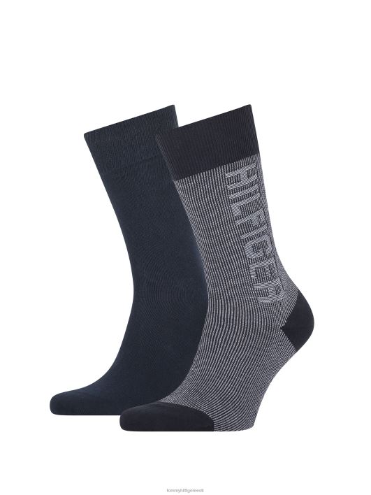 2-pakendis soonikkoes logoga sokid RJV62554 merevägi Tommy Hilfiger