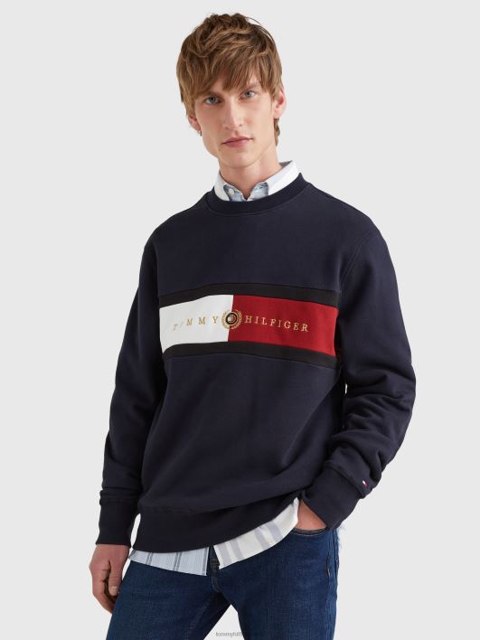 ikoonid logoga meeskonnakaelusega dressipluus RJV621289 kõrbe taevas Tommy Hilfiger