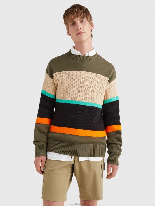 värviplokiga segakootud kampsun RJV621382 armee roheline Tommy Hilfiger