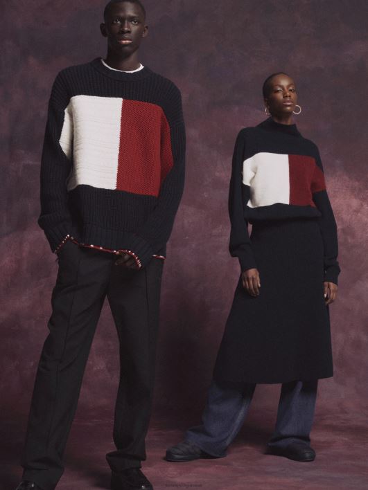 kollektsiooni lipu ikoon segakootud kampsun RJV62709 kõrbe taevas Tommy Hilfiger