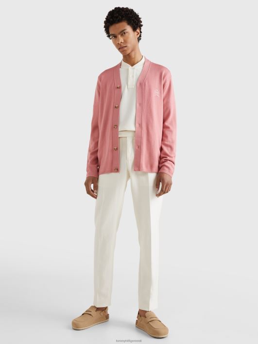 west coast prep kootud villane siidist harilik kardigan RJV62700 kirsi toon Tommy Hilfiger