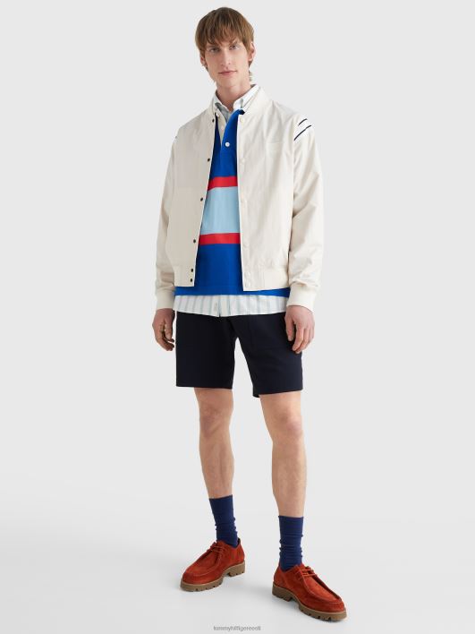 triibuline õlg ülikooli bomber jope RJV62661 sulg valge Tommy Hilfiger