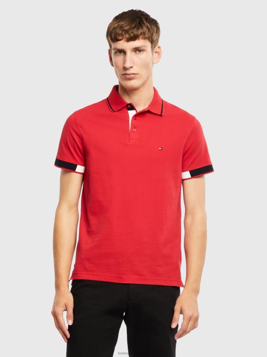 värviblokeeritud kätised slim fit polo RJV621128 esmane punane Tommy Hilfiger