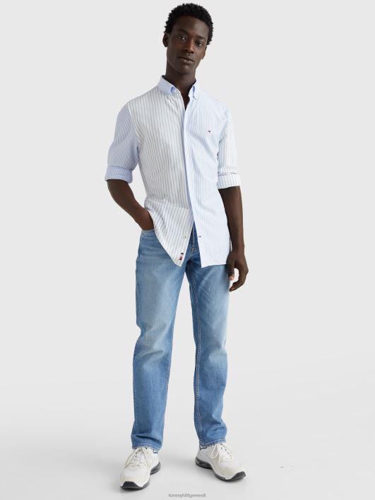 segatriibuline tavalise sobivusega särk RJV621217 valge/tuulesinine Tommy Hilfiger