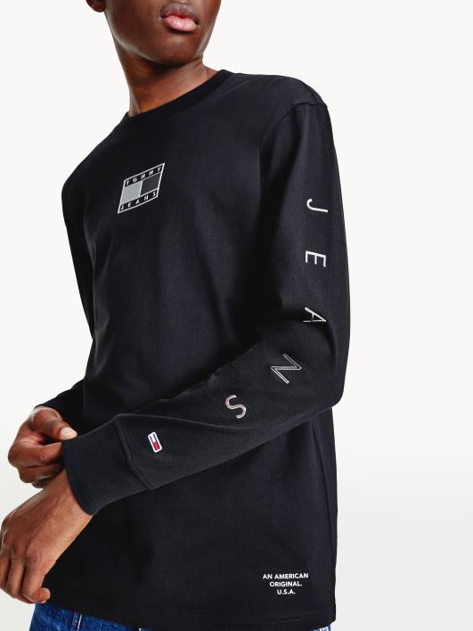 metallist pikkade varrukatega lõdvestunud t-särk RJV621605 must Tommy Hilfiger