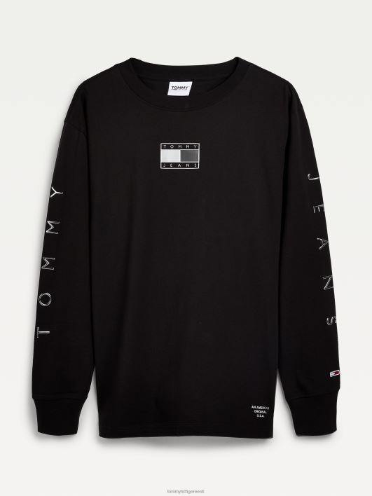 metallist pikkade varrukatega lõdvestunud t-särk RJV621605 must Tommy Hilfiger