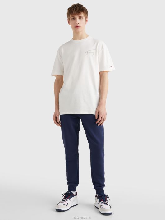 signatuurlogoga taaskasutatud puuvillast T-särk RJV621507 iidne valge Tommy Hilfiger
