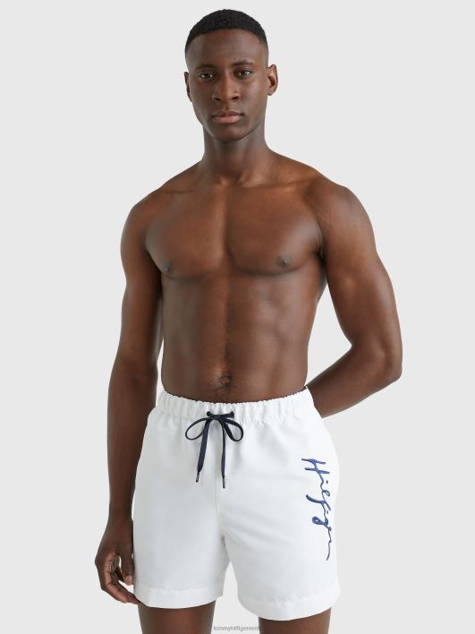 Signatuuriga tavalised keskmise pikkusega ujumispüksid RJV62766 valge Tommy Hilfiger
