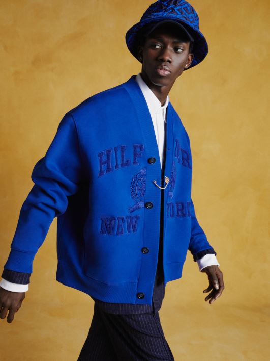 hariliku aplikatsiooniga trikookardigan RJV62793 julge sinine Tommy Hilfiger