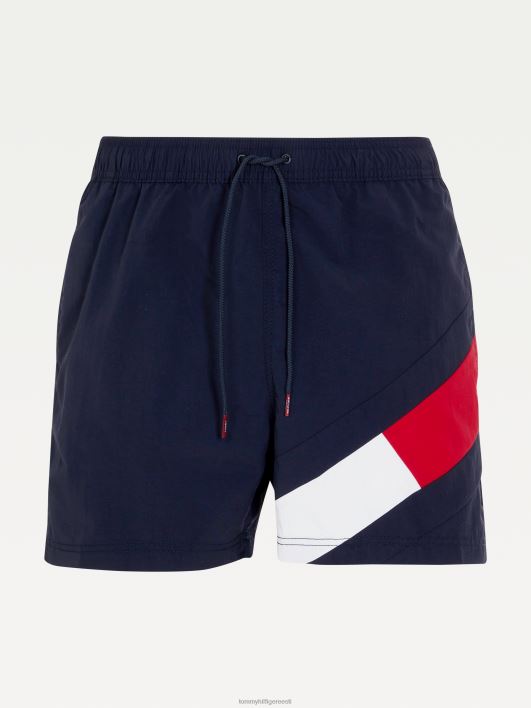 lipukinnitusega keskmise pikkusega saledad ujumispüksid RJV62770 kõrbe taevas Tommy Hilfiger