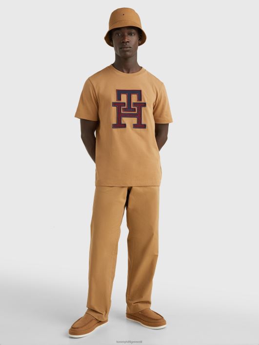 monogrammi aplikatsiooniga orgaanilisest puuvillast T-särk RJV62753 maakoha khaki Tommy Hilfiger