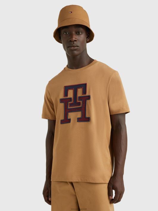 monogrammi aplikatsiooniga orgaanilisest puuvillast T-särk RJV62753 maakoha khaki Tommy Hilfiger