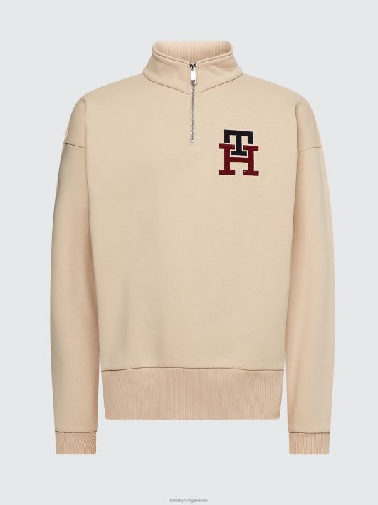 monogrammi aplikatsiooniga pooltõmblukuga dressipluus RJV62795 soe kaerahelbed Tommy Hilfiger