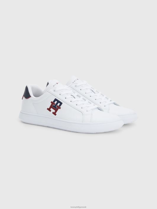 monogrammiga tikandid nahast jalatsid RJV62743 valge Tommy Hilfiger