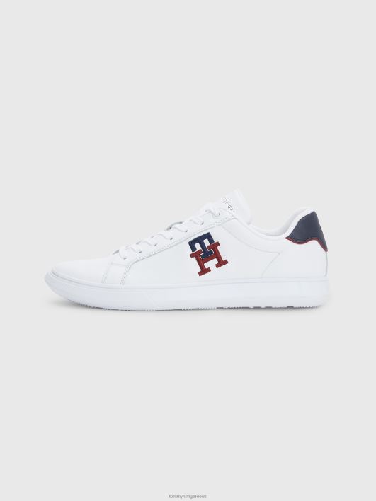 monogrammiga tikandid nahast jalatsid RJV62743 valge Tommy Hilfiger