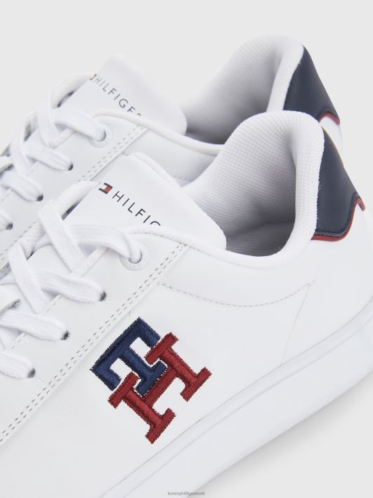 monogrammiga tikandid nahast jalatsid RJV62743 valge Tommy Hilfiger