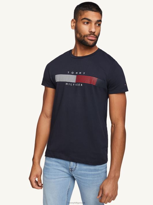 rinnal triibuline graafiline tee RJV62942 kõrbe taevas Tommy Hilfiger