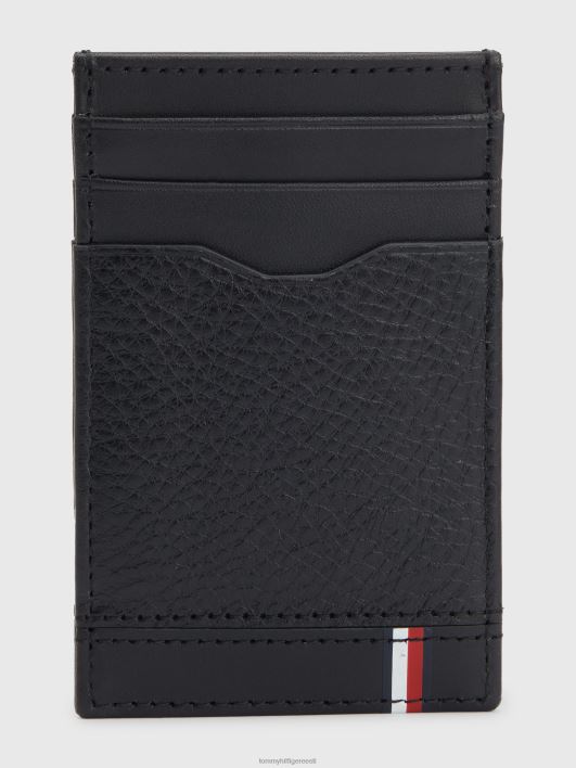 segatud tekstuuriga nahast kaardihoidja RJV62908 must Tommy Hilfiger