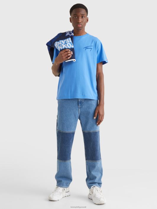 signatuurlogoga taaskasutatud puuvillast T-särk RJV62890 lummav sinine Tommy Hilfiger