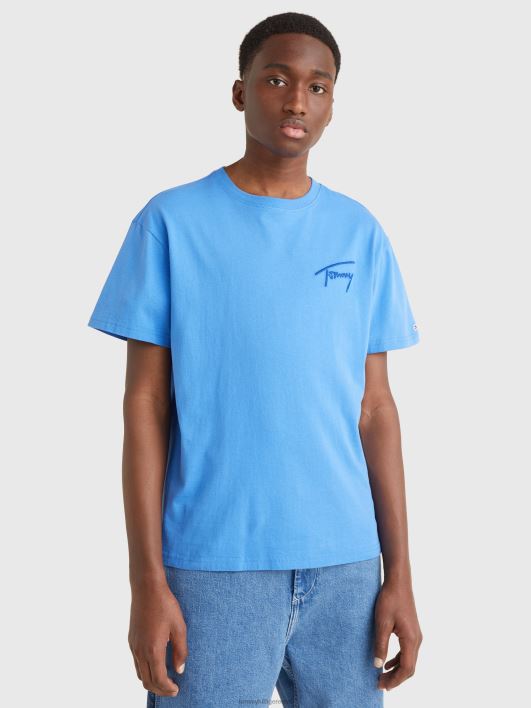 signatuurlogoga taaskasutatud puuvillast T-särk RJV62890 lummav sinine Tommy Hilfiger