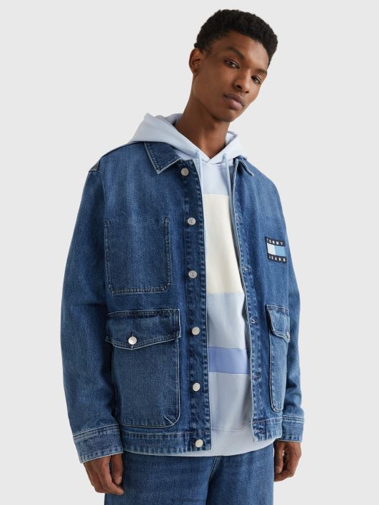 tonaalne logoga tööjakk RJV62870 denim keskmine Tommy Hilfiger