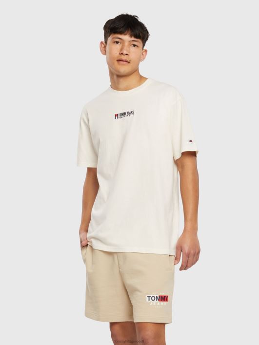 treitud lipuga tikitud tee RJV62856 iidne valge Tommy Hilfiger