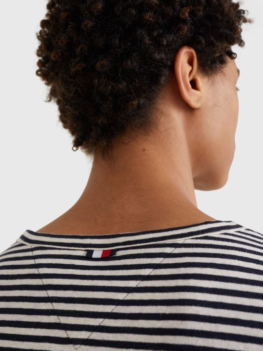 triibuline puuvillane linane t-särk RJV621004 kõrbetaevas/sulg valge Tommy Hilfiger