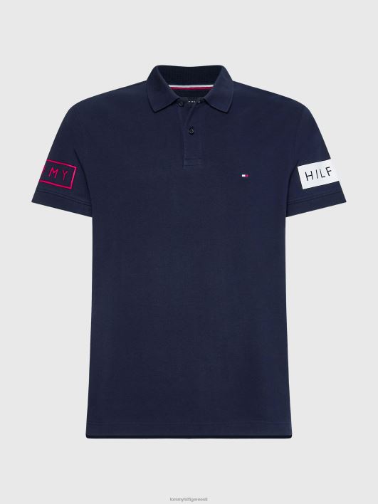 varrukalogo orgaanilisest puuvillast polo RJV62787 kõrbe taevas Tommy Hilfiger