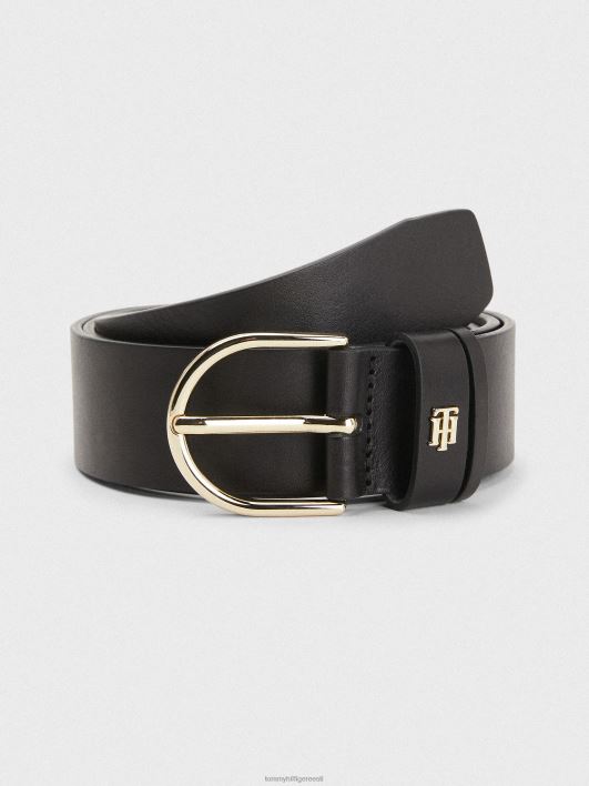 monogramm nahast vöö RJV621837 must Tommy Hilfiger