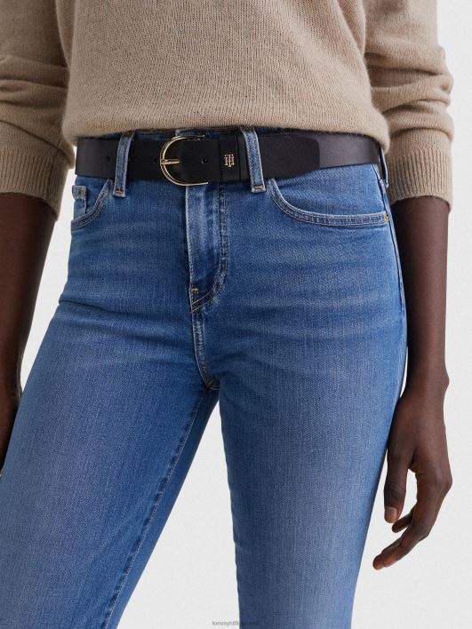 monogramm nahast vöö RJV621837 must Tommy Hilfiger