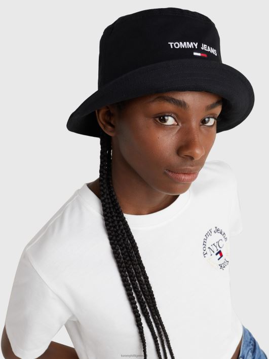 orgaanilisest puuvillast logoga ämbrimüts RJV621876 must Tommy Hilfiger