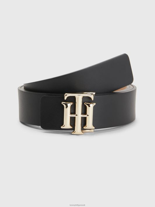 monogramm ümberpööratav nahast vöö RJV621851 must/liivakivi Tommy Hilfiger