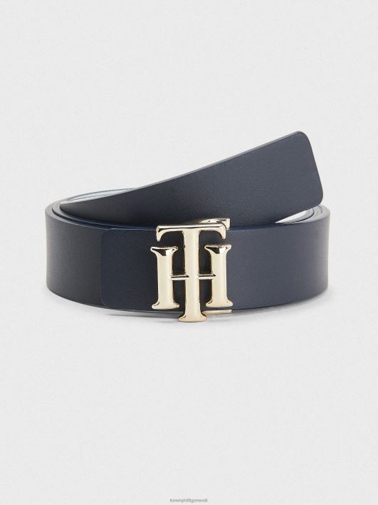 monogramm ümberpööratav nahast vöö RJV621854 kõrbetaevas/valge Tommy Hilfiger