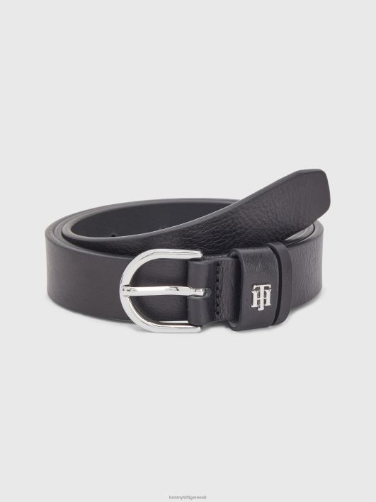 monogramm nahast vöö RJV621853 must Tommy Hilfiger