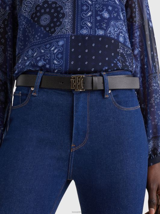 monogramm pandlaga nahast vöö RJV621848 must Tommy Hilfiger