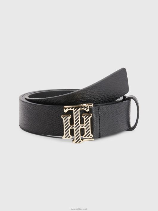 monogramm pandlaga nahast vöö RJV621848 must Tommy Hilfiger