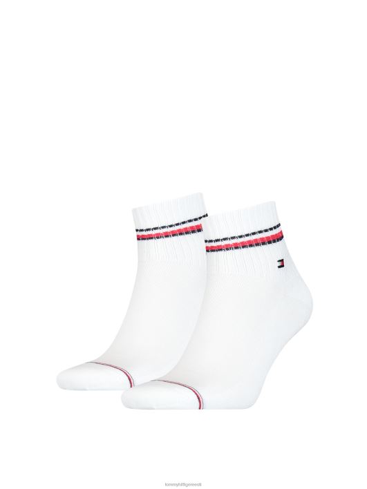 2-pakendis ikoonilised veerandpikkused sokid RJV621921 valge Tommy Hilfiger