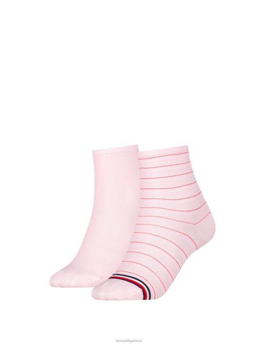 2-pakendis lühikesed preppy sokid RJV621932 roosa Tommy Hilfiger