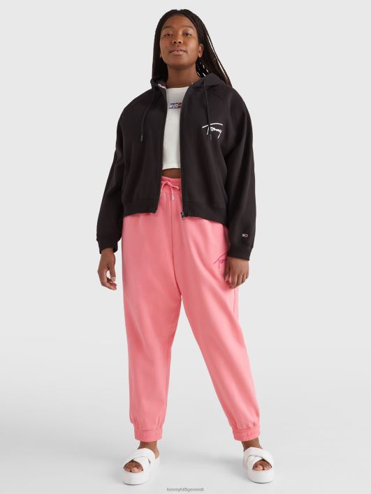 kõvera allkirjaga logoga lukuga kapuuts RJV622584 must Tommy Hilfiger