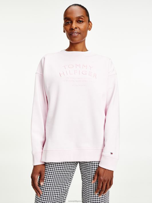 lõdvestunud tekstiga tikandiga dressipluus RJV622620 heleroosa Tommy Hilfiger